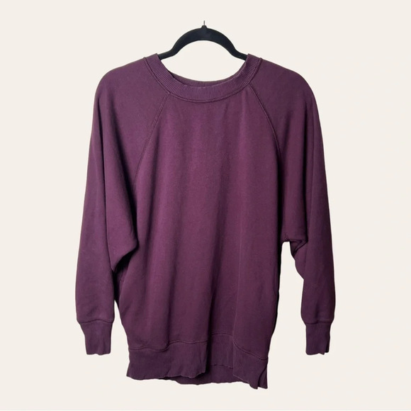 0268. AERIE FLEECE LINED SWEATER PLUM PURPLE IN COLOR SIZE XSMALL OVERSIZED - Picture 2 of 10